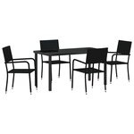 vidaXL Ensemble de salle à manger pour jardin 5 Pièces Noir polyrotin