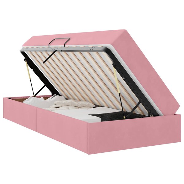 vidaXL Lit avec rangement et matelas Rose 90 x 200 cm Velours
