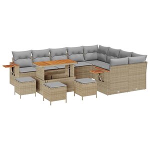 vidaXL Ensemble de canapé de jardin 13 Pièces Beige et Gris clair