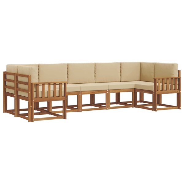 vidaXL Ensemble de canapés d'extérieur 7 pc Naturel et Beige