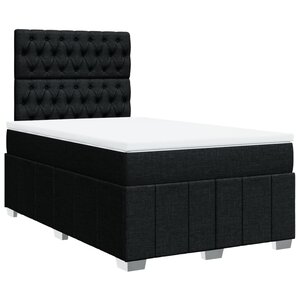 vidaXL Sommier à lattes de lit avec matelas Noir 120x200 cm Tissu