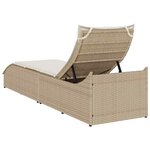 VidaXL Chaise longue pliante coussin et rangement beige résine tressée