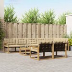 vidaXL Ensemble de canapés d'extérieur 9 Pièces Blanc et Beige