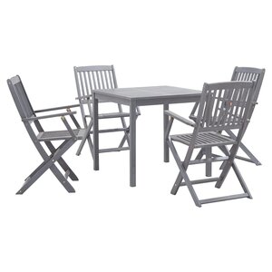 vidaXL Ensemble à manger de jardin 5 Pièces Bois d'acacia massif Gris