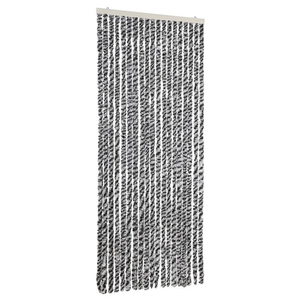 vidaXL Rideau anti-mouches gris et noir et blanc 56x200 cm chenille