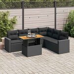 vidaXL Salon de jardin 7 Pièces avec coussins noir résine tressée