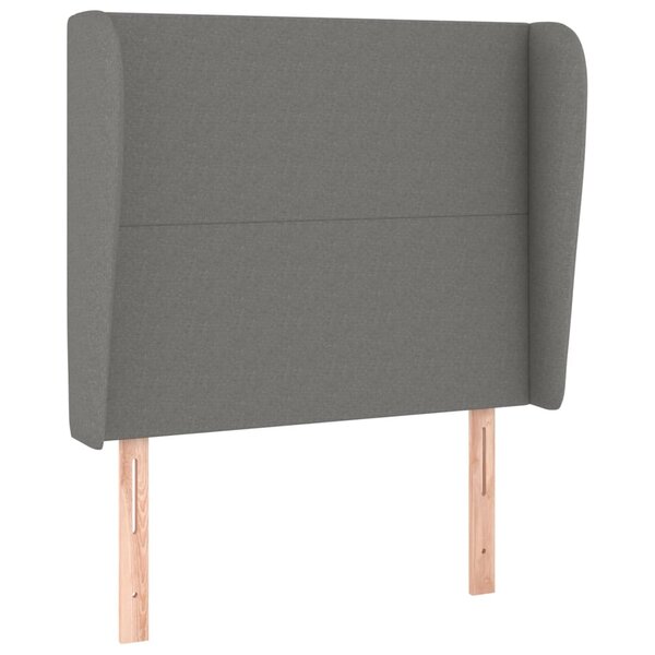 vidaXL Tête de lit avec oreilles Gris foncé 103x23x118/128 cm Tissu