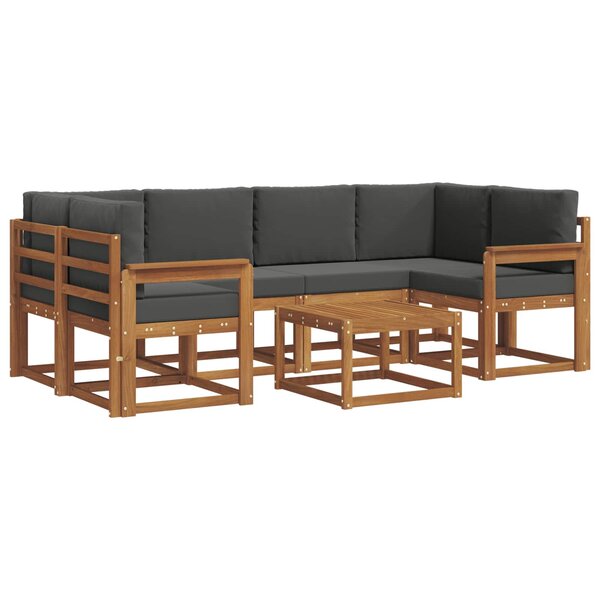 vidaXL Ensemble de canapés d'extérieur 7 pc Naturel et Anthracite