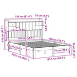 vidaXL Lit bibliothèque sans matelas blanc 150x200 cm bois pin massif