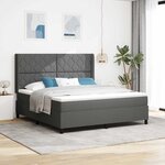 vidaXL Lit à ressorts avec matelas Gris foncé 180 x 200 cm tissu