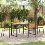 vidaXL Ensemble de salle à manger pour jardin 5 Pièces Noir et Bois