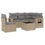 vidaXL Salon de jardin avec coussins 6 Pièces beige résine tressée
