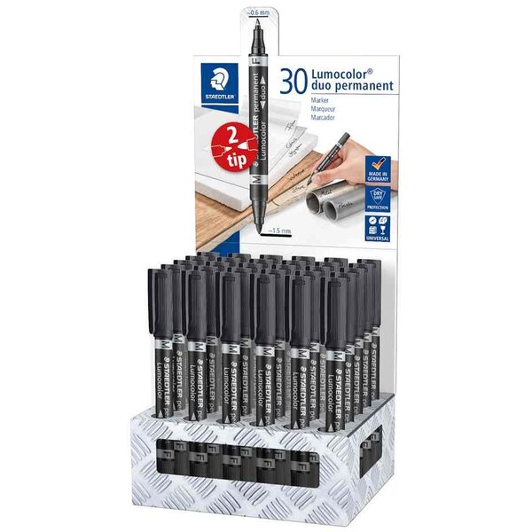 Marqueur permanent lumocolor duo  présentoir de 30 staedtler