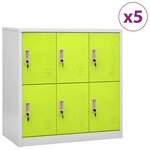 vidaXL Armoires à casiers 5 Pièces Gris clair et vert 90x45x92 5 cm Acier