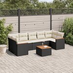 vidaXL Salon de jardin 8 Pièces avec coussins noir résine tressée