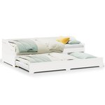vidaXL Lit de jour avec gigogne sans matelas IRUN blanc 90x200 cm