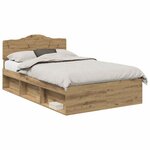 vidaXL Cadre de lit Chêne artisan 135 x 190 cm Bois de pin massif