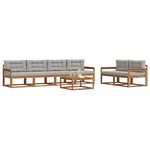 vidaXL Ensemble de canapés d'extérieur 7 Pièces Gris Naturel et Clair
