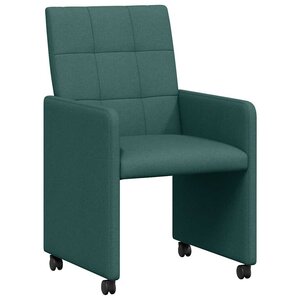 vidaXL Chaises de Salle à Manger avec Roues 2 pc tissu Vert foncé