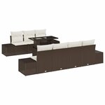 vidaXL Ensemble de canapé de jardin avec coussin 8 Pièces Marron  Crème
