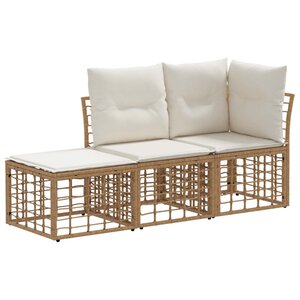 vidaXL Ensemble de canapés d'extérieur 3 Pièces Naturel Polyester