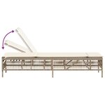 vidaXL Chaise longue avec coussin beige résine tressée