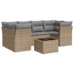vidaXL Salon de jardin avec coussins 7 Pièces beige résine tressée