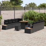 vidaXL Ensemble de canapé de jardin 11 Pièces Noir Poly rotin