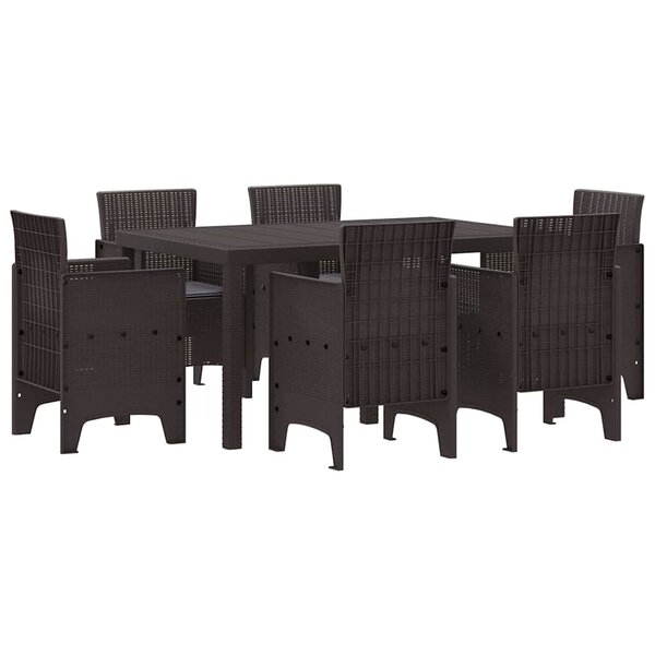 vidaXL Ensemble de salle à manger pour jardin 7 Pièces Marron Rattan Polt
