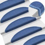 vidaXL Tapis d'escalier 20 pièces 56 x 17 x 3 cm Bleu Demi-rond