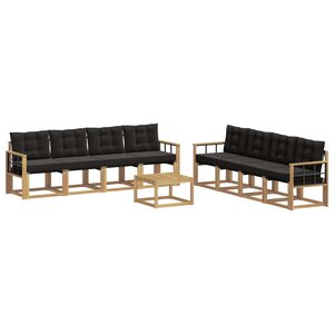 vidaXL Ensemble de canapés d'extérieur 9 Pièces Blanc et noir