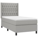 vidaXL Sommier à lattes de lit matelas LED Gris clair 90x200cm Tissu
