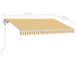 vidaXL Auvent automatique capteur de vent/LED 350x250cm Jaune et blanc