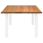 vidaXL Table à manger avec bord naturel bois de chêne massif rectangulaire
