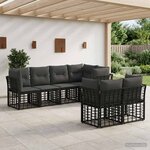 vidaXL Ensemble de canapés d'extérieur 7 Pièces Noir Polyester