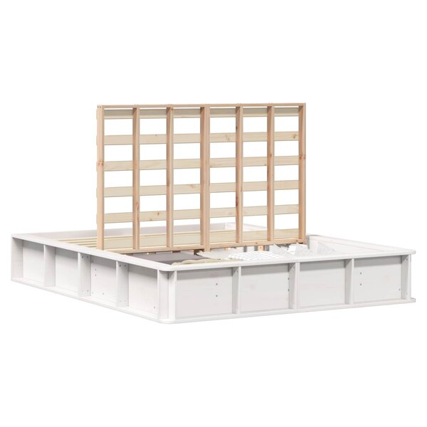 vidaXL Cadre de lit Blanc 160 x 200 cm Bois de pin massif