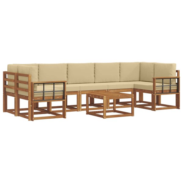 vidaXL Ensemble de canapés d'extérieur 8 pc Naturel et Beige