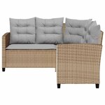 vidaXL Canapé de jardin avec table et coussins en forme de L beige