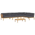 vidaXL Salon palette de jardin avec coussins 5Pièces bois d'acacia massif