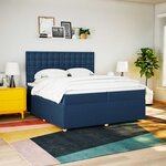 vidaXL Sommier à lattes de lit avec matelas Bleu 200x200 cm Tissu