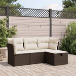 vidaXL Salon de jardin 4 Pièces avec coussins marron résine tressée