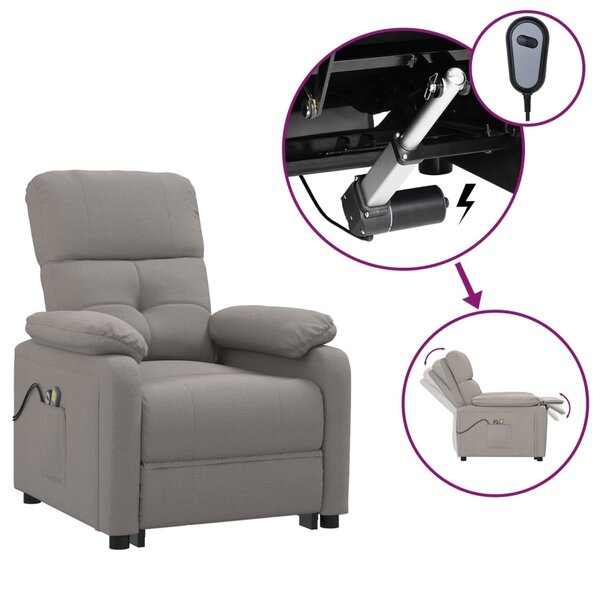 vidaXL Fauteuil électrique de massage Taupe Tissu