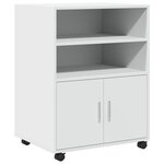 vidaXL Armoire à roulettes blanc 60x48x81 cm bois d’ingénierie