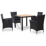vidaXL Salon de jardin 5 Pièces avec coussins résine tressée noir
