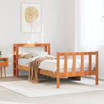 vidaXL Cadre de lit avec tête de lit sans matelas cire marron 90x190cm