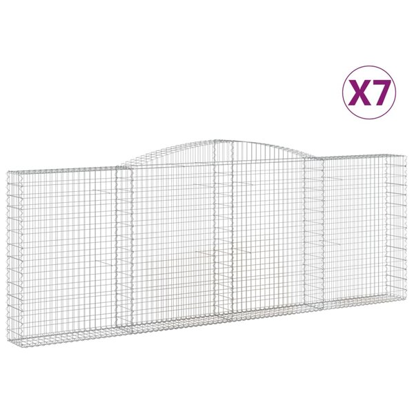 vidaXL Paniers à gabions arqués 7 Pièces 400x30x140/160 cm Fer galvanisé