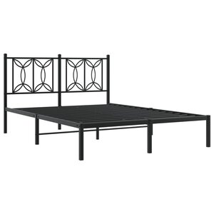 vidaXL Cadre de lit métal sans matelas avec tête de lit noir 140x190cm