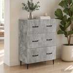 vidaXL Armoire à tiroirs Gris béton 66 x 34 5 x 89 5 cm