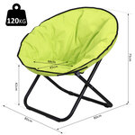 Loveuse fauteuil rond de jardin fauteuil lune papasan pliable grand confort 80L x 80l x 75H cm grand coussin fourni oxford jaune fluo