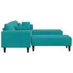 vidaXL Canapé avec coussin 3 Pièces Turquoise Velours